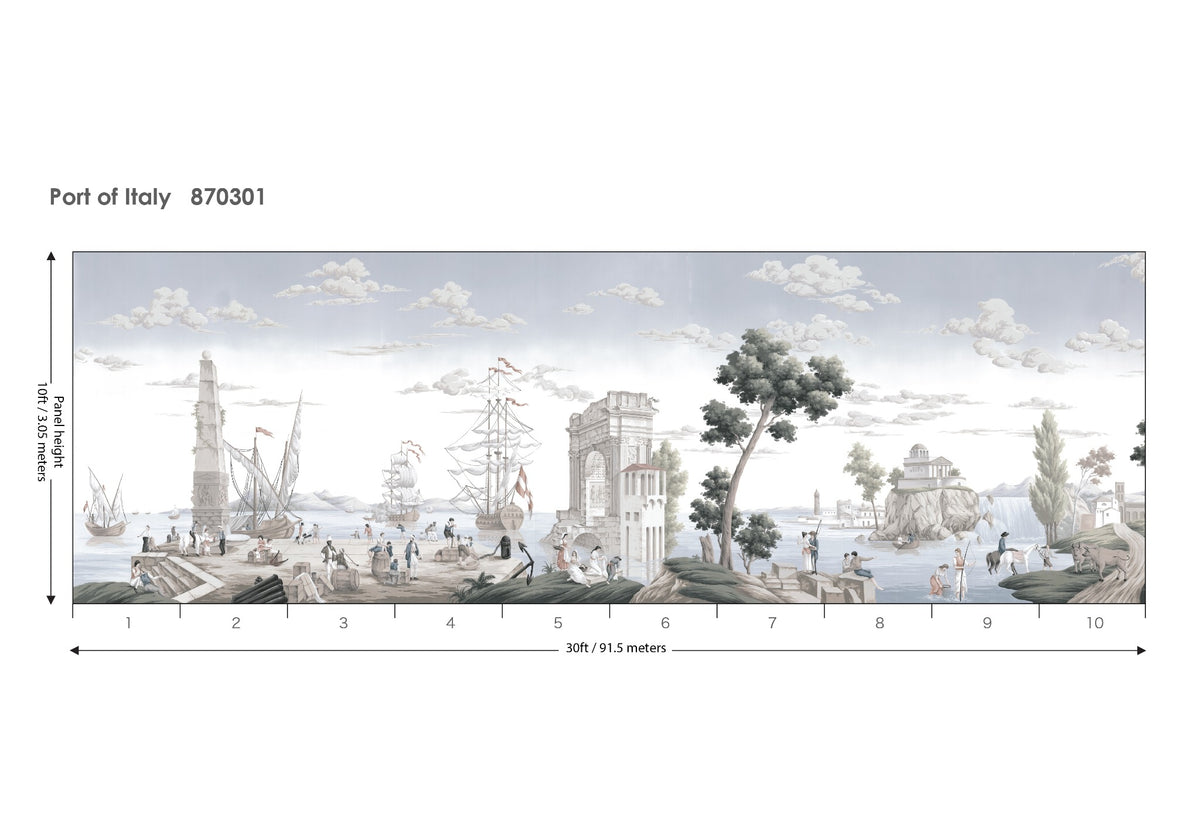 Port of Italy Silver Mist W3ft x H10ft