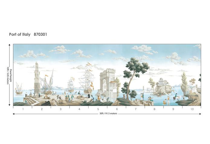 Port of Italy Azure Harbour W3ft x H10ft