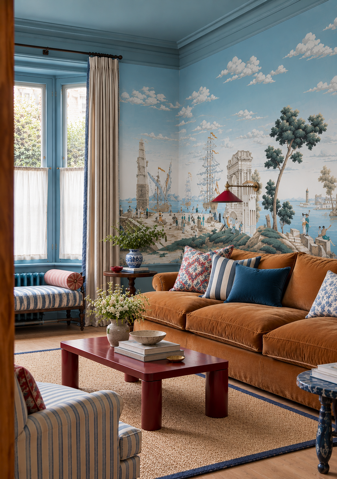 Port of Italy Azure Harbour in a living room