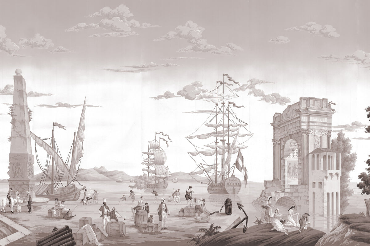 Port of Italy Antique Sepia A4 size sample