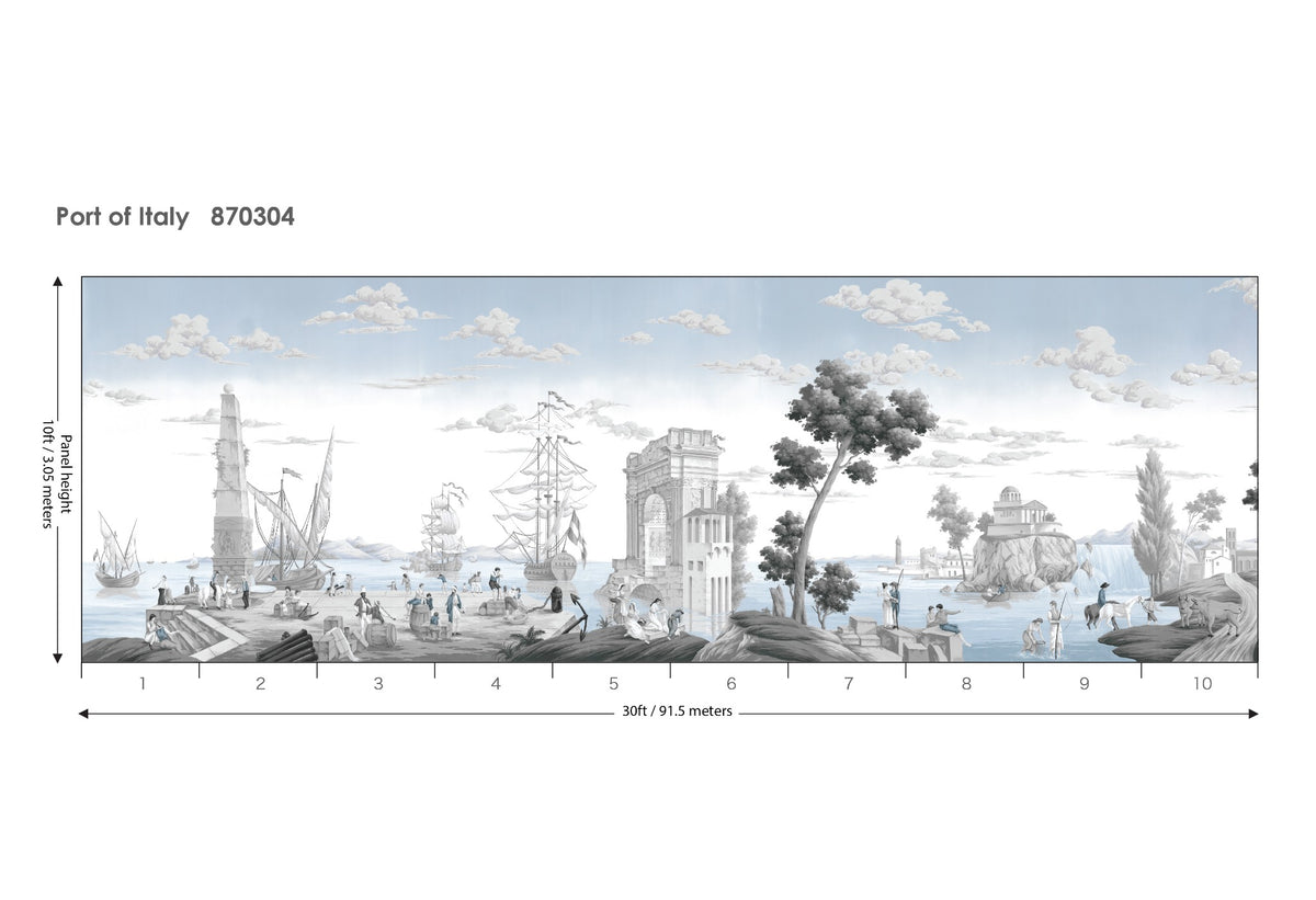 Port of Italy Coastal Silver W3ft x H10ft