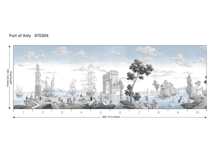 Port of Italy Coastal Silver W3ft x H10ft