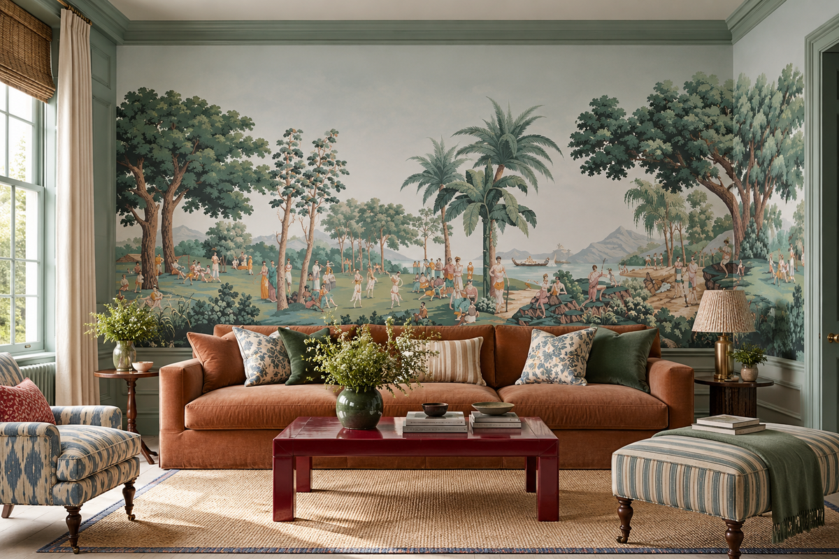 Pacifique wallpaper interior room rendering