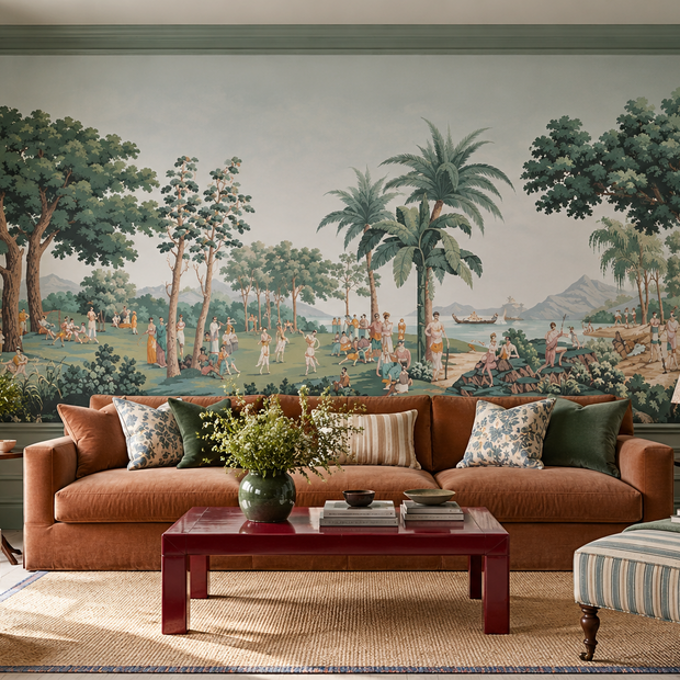Pacifique wallpaper interior room rendering